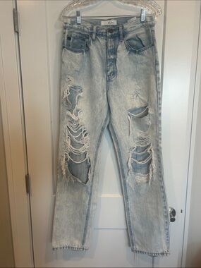 Kansan Distressed Light Wash Jeans - Vintage Ripped Style size 7/27